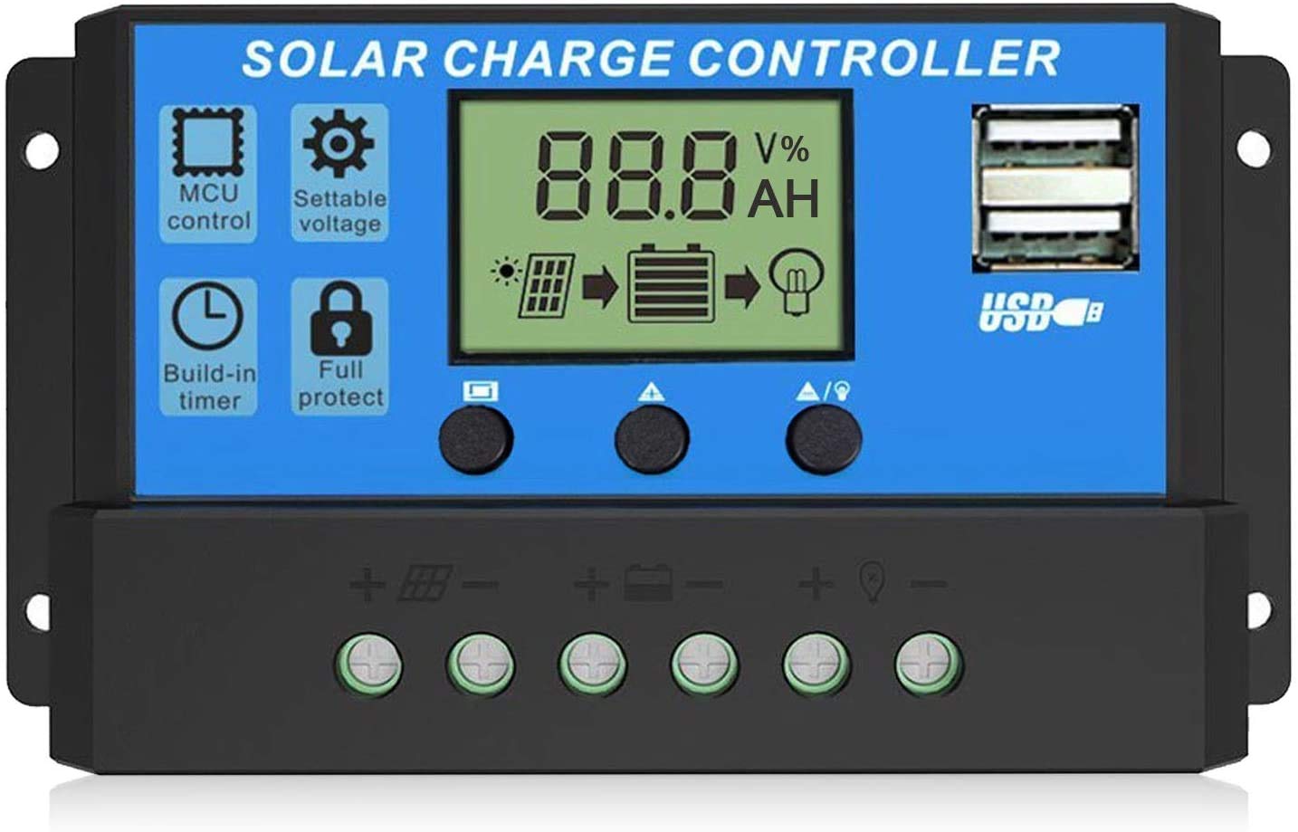 Solar Charge Controller, Topcloud 30A Solar Panel Controller 12V/24V