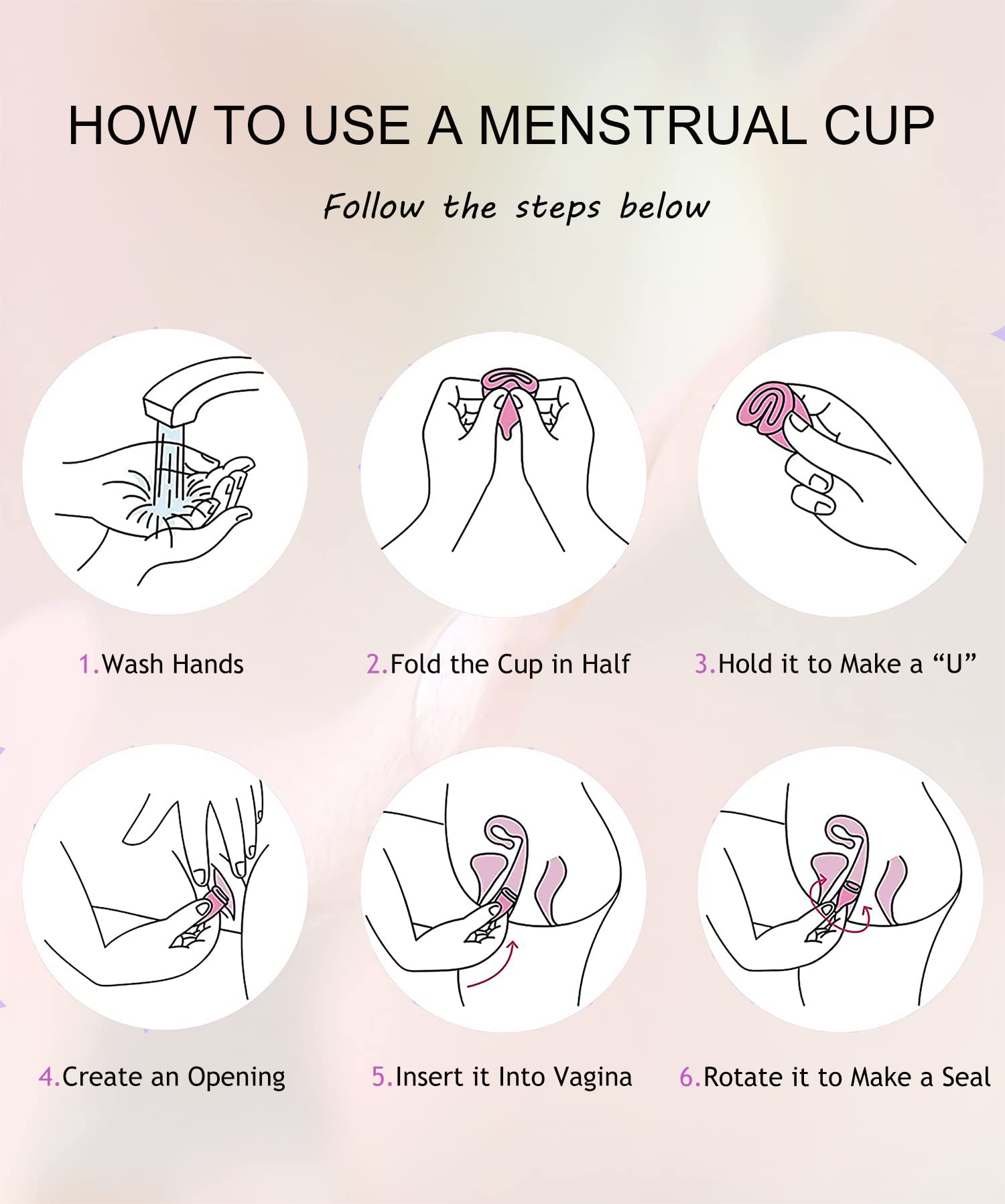Menstrual Cups with Collapsible Storage Cup, Leak-Proof Design with Medical Grade Silicone Period Cups Reusable, Tampon and Pad Alternative,for Light Flow and Heavy Flow Large+Small