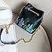 LABANCA Cactus Embroidery Shoulder Bag with Drawstring Chain Mini Bucket Bag PU Leather Crossbody Bag Black for Women Girls