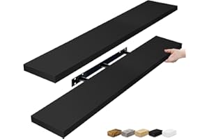 Sorbus Floating Shelves for Wall - 48 Inch Long Bathroom Shelves, Wall Decor for Bedroom, Kitchen, Living Room & Book Storage - Mounted Floating Shelf with Invisible Brackets (Black, 2 Pack)