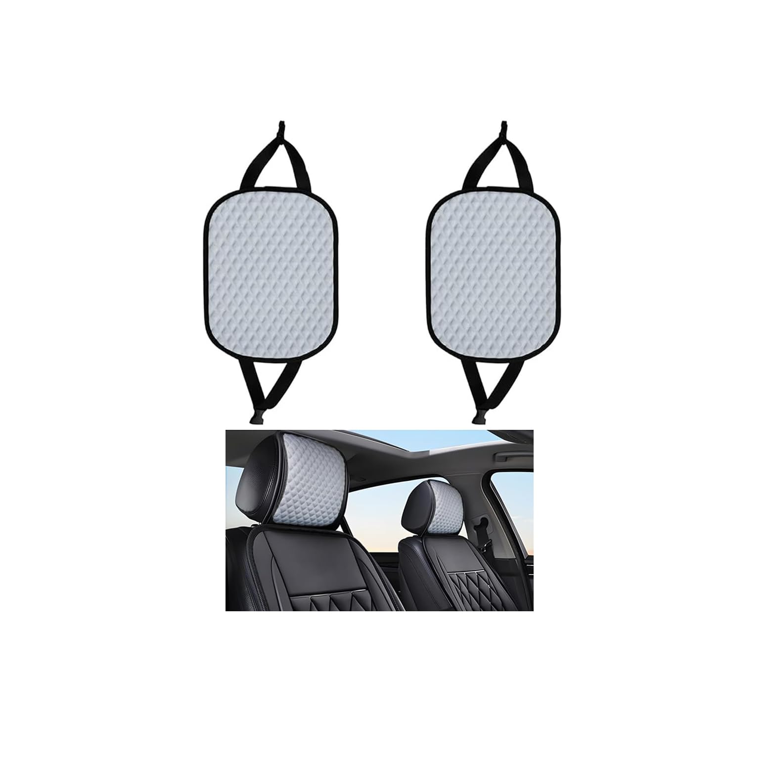 Photo 1 of Mandark 2PCS Car Headrest Cover, Dirt-Proof Washable Vehicle Seat Head Rest Protector, Breathable Automotive Interior Front Headrest Protection Dust Covering Accessories, Universal Fit (Gray)