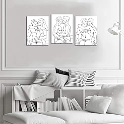 Men Gay Wall Art 3 Panels Black and White Pictures