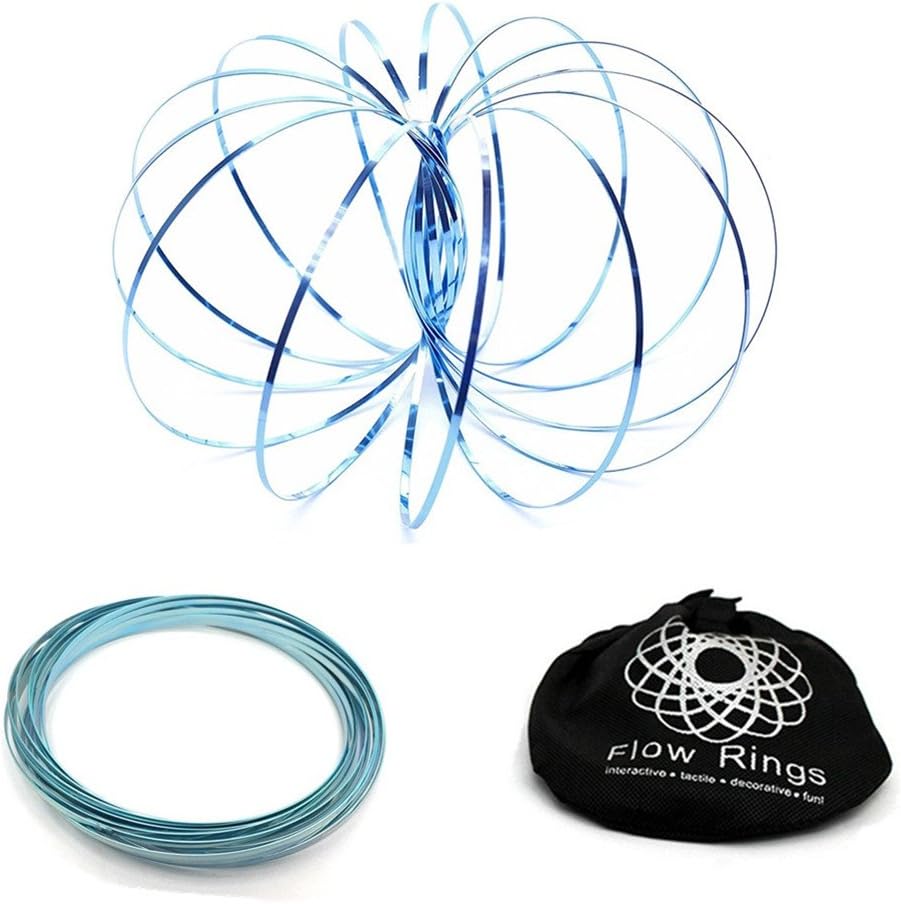 Trineybell Flow Rings Kinetic Spring Bracelet - Science Educational Sensory Interactive Novel Toys for Kids Boys Girls Adults - Spinning Metal Galactic Globe Vortex Slides Down Arms