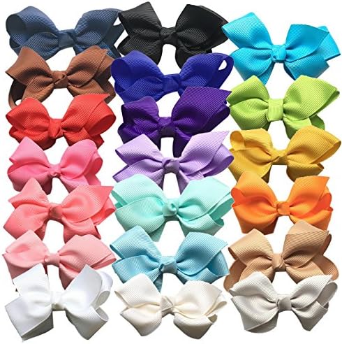 Hair Bows Ribbon Pinwheel Boutique, AKImart Clips For Baby Girls Teens Toddlers Children ( 20pcs )