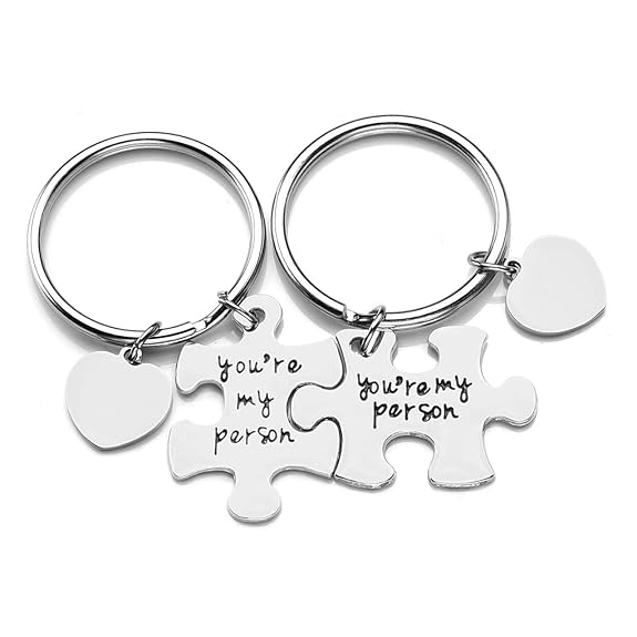 JOVIVI Partner Puzzle Schlüsselanhänger mit Gravur you're my person Paar Schlüsselringe mit Herz Scheibe Pärchen Geschenk