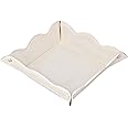 LISRSC Leather Valet Tray for Women,Trinket Jewelry Cosmetic Organizer Catchall Tray for Desk Dresser Nightstand (Off-White)