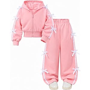 Cakaner Girls 2 Piece Outfit Set Long Sleeve Sweatshirt & Wide Leg Pants Set 5-12Y