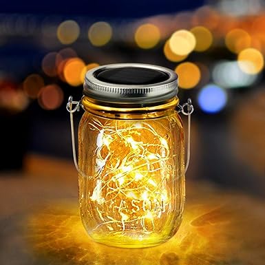 Qomolo Solar Laterne im Einmachglas Jar Led Lichterkette Solar Außen LED Solar Mason Licht Fee Gartenlicht Solar für Garten P