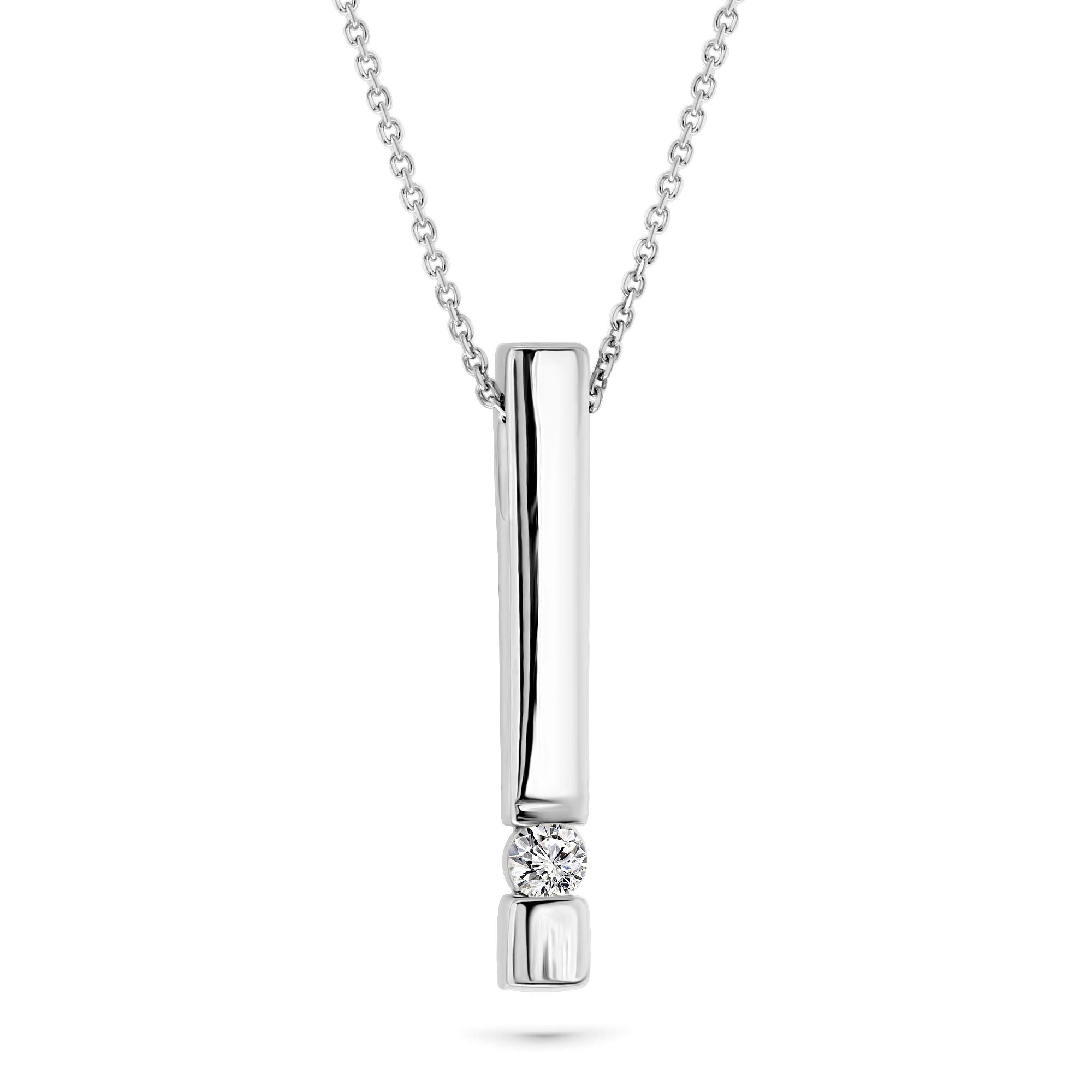 MIORE gold bar necklace in 9kt 375 white gold with diamond of 0.07 ct- length 42 cm