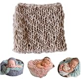 Coberllus Newborn Baby Photography Twist Blanket, Baby Photo Props | Handmade Knitted Texture Wrap for Newborn Boy Girl Photoshoot &amp; Milestone Posing Aid Backdrops
