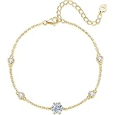 ALQDLI Sterling Silver Moissanite Bracelet for Women, 1CT D Color VVS1 Adjustable Diamond Bracelets for Women 6.5"+2" White Gold Plated, Perfect Jewelry Gifts for Her