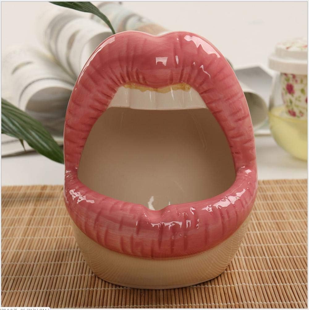 KOONNG Animal Resin Statue Decoration Creative Personality Ceramic Fangs Big Lips Ashtray Trend European Style Cute Restaurant Decoration Ktv Ashtray