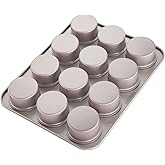 CHEFMADE Muffin Cake Pan, 12-Cavity Non-Stick Bristish Cupcake Pan Bakeware for Oven Baking (Champagne Gold)