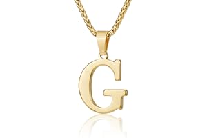 Suweibuke Initial Necklace for Men Women Boys Girls, 18K Gold Plated 26 Letters Pendant Necklace, Personalized Jewelry Gifts