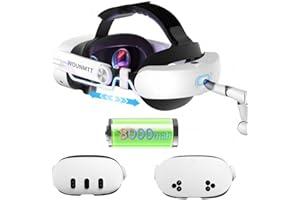 WOUNMTT Head Strap for Oculus Meta Quest 3/3S with Battery, Adjustable VR Accessories with One-Click Fit, Rear Cushion Dial, 2–4H Playtime, VR Head Strap Reduce Facial Stress for Gaming Comfort