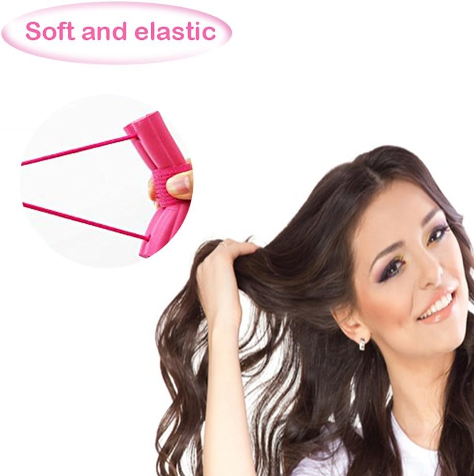 Hair Curlers, SXG Soft Pillow Sleeping Hair Rollers Curlers, No Heat Foam Curlers for Long Middle-Long Thick & Thin Hair, Flexible Foam Sponge Hair Rollers for Women & Girls, 8Pcs Set - Pink