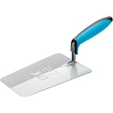 OX 7 in Carbon Steel Bucket Trowel with Ergonomic Handle | One-piece forged steel, OX Grip non-slip handle, square blade, hardened and tempered, masonry trowel
