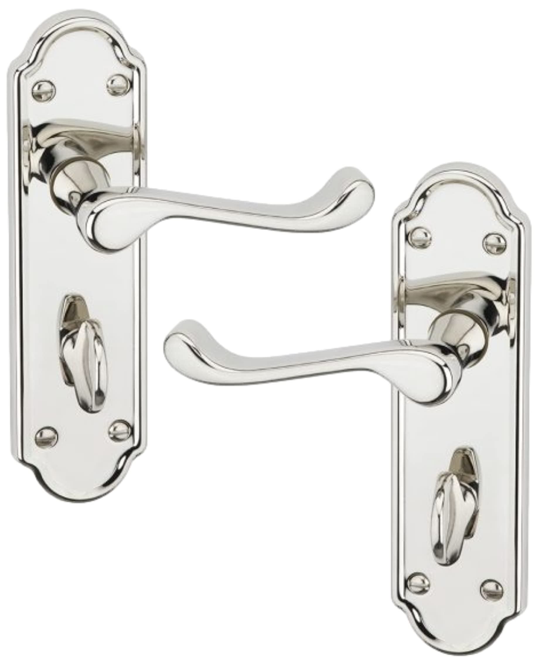 Ashworth Polished Nickel Bathroom Modern Door Handle Set, 14-100-455-04
