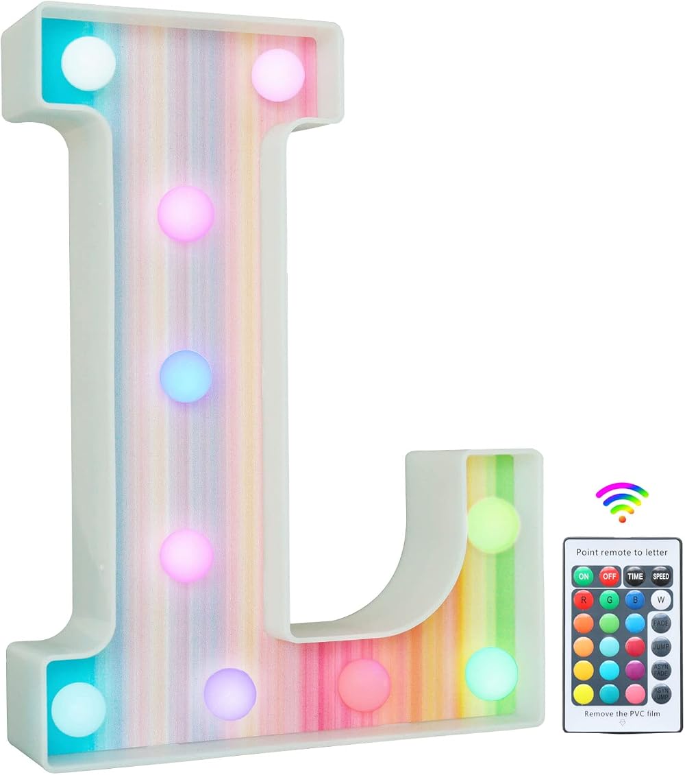 Vimlits Rainbow Light Up Letters 16 Colors LED Alphabet Sign Remote Wall Table