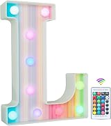 Vimlits Rainbow Light Up Letters 16 Colors LED Alphabet Sign Remote Wall Table