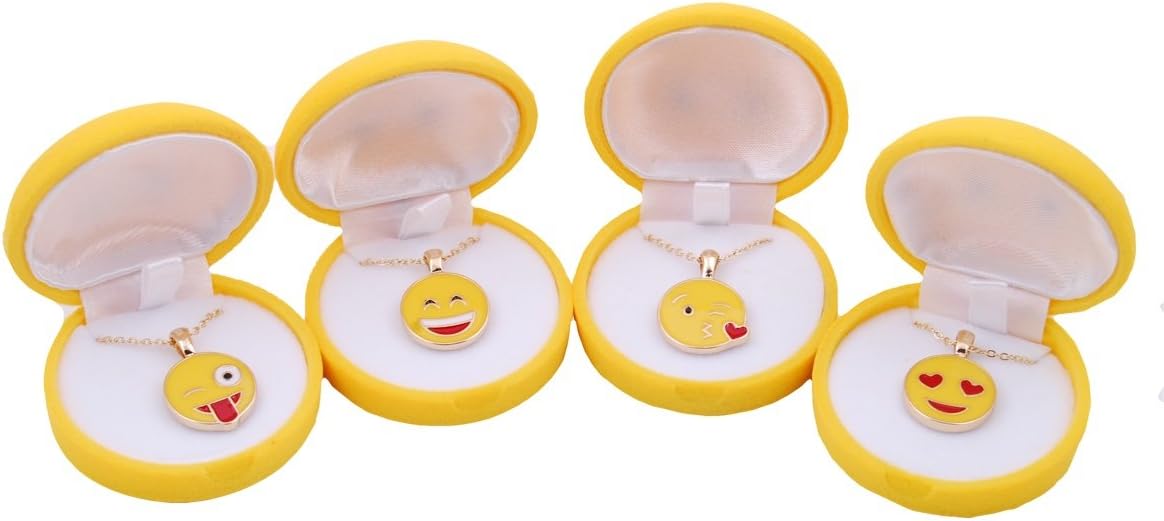 W merchandising Emoji Necklace in Emoji Smiley Face Velvet Flocked Box