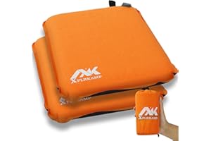 XplrKamp Inflatable Seat Cushion for Airplane Travel Camping Hiking, Comfortable Memory Foam Seat Cushion for Stadium Seat Bleacher, Sports Music Events, Car Truck Driver (2, Orange)