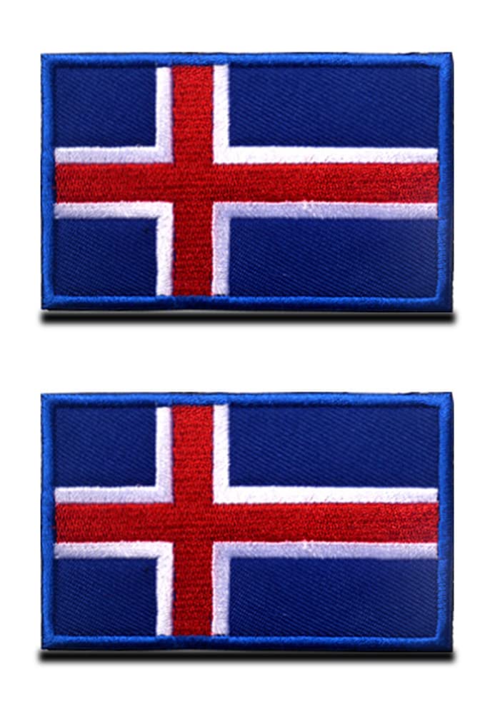 Zcketo 2 PCS Republic of Iceland Icelandic Flag Patch Hook and Loop Embroidered National Emblem Patch for Football Billiards Team Work Clothes Jersey Backpack Caps Travel Tactical Military — image 1