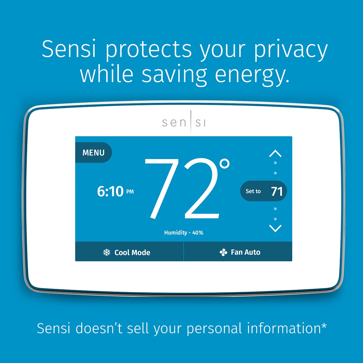 EMERSON Sensi Touch Wi-Fi Smart Thermostat with Touchscreen Color Display, Works with Alexa, Energy Star Certified, C-wire Required, ST75W , White - View 2