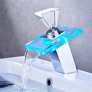 Led Licht Waschbecken Wasserhahn Bad Wasserfall Wasserhähne Temperatur