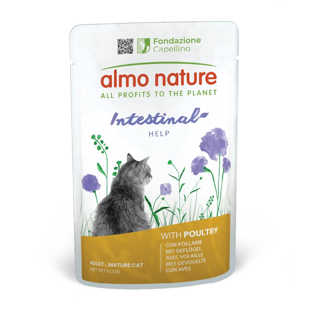 Almo Nature Functional - Intestinal Help - Wet Food for Adult and Mature Cats with Intestinal Sensitivity - with Poultry - Microbiota Support - 70g (Pack of 30)