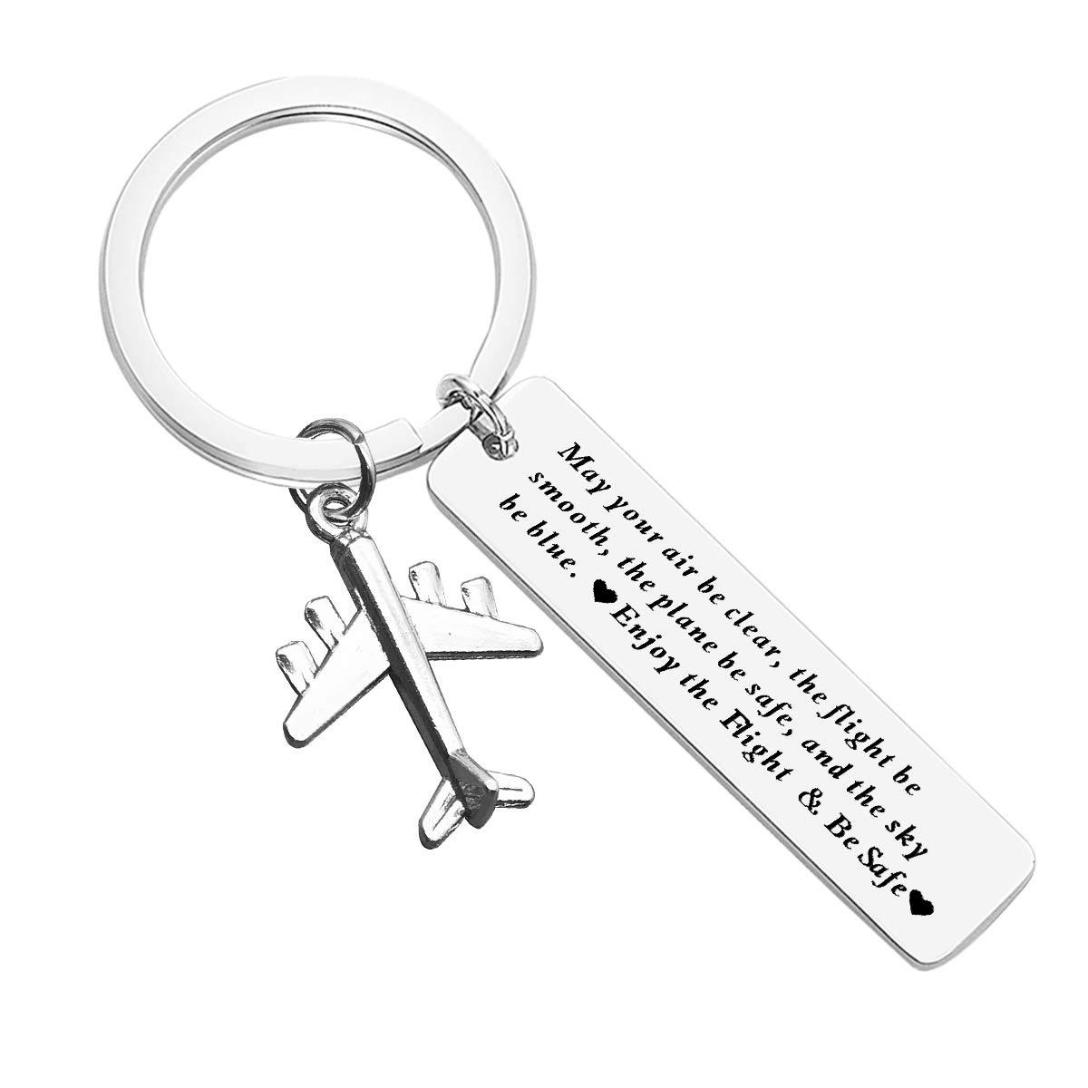 Traveling Gifts Fly Safe Pilot Keyring - May Your Air Be Clear Keychain for Boyfriend, Husband, Dad, Flight Staff, Airline Worker - Father's Day Gift