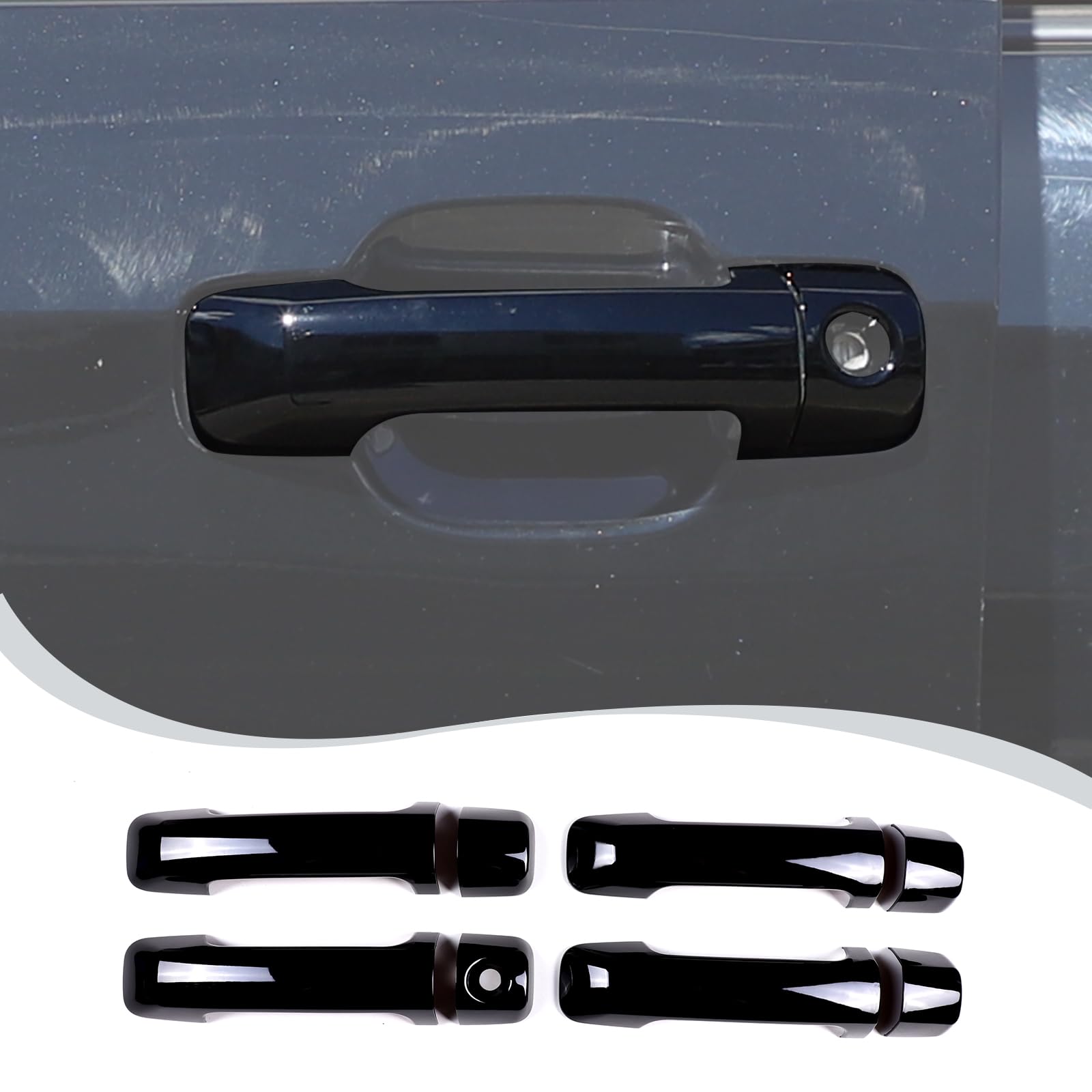 Photo 1 of LLKUANG Car Exterior Door Handle Cover Trim Compatible with Toyota Tundra 2007-2021 Sequoia 2008-2020 Crew Max 2008-2015,ABS Outside Door Handle Protector Cover Accessories