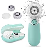 Facial Cleansing Brush Electric Facial Exfoliating Massage Brush with 3 Cleanser Heads and 2 Speeds Adjustable for Deep Clean