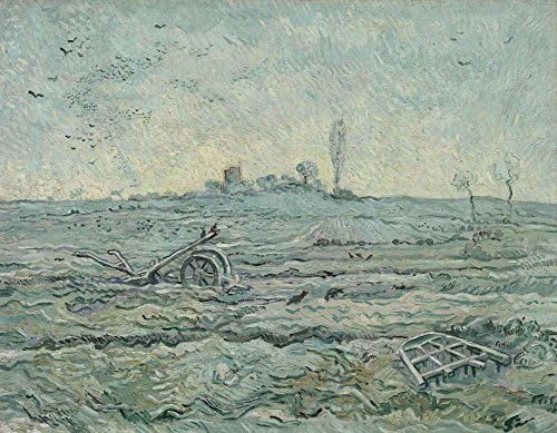 Fully Textured 3D Printed Canvas Reproduction Fine Art - 48X36 inch Van Gogh The Plough And The Harrow After Millet Landscapes Paintings Wall Art for Living Room by Neron Art