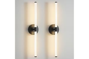 KUZZULL Wall Sconces Set of Two Matte Black LED Wall Lights Modern Linear Sconces Wall Lighting Indoor Sconces Wall Decor Set of 2 Wall Mounted Lamp for Living Room Wall Scones, Wall Lights Set of 2