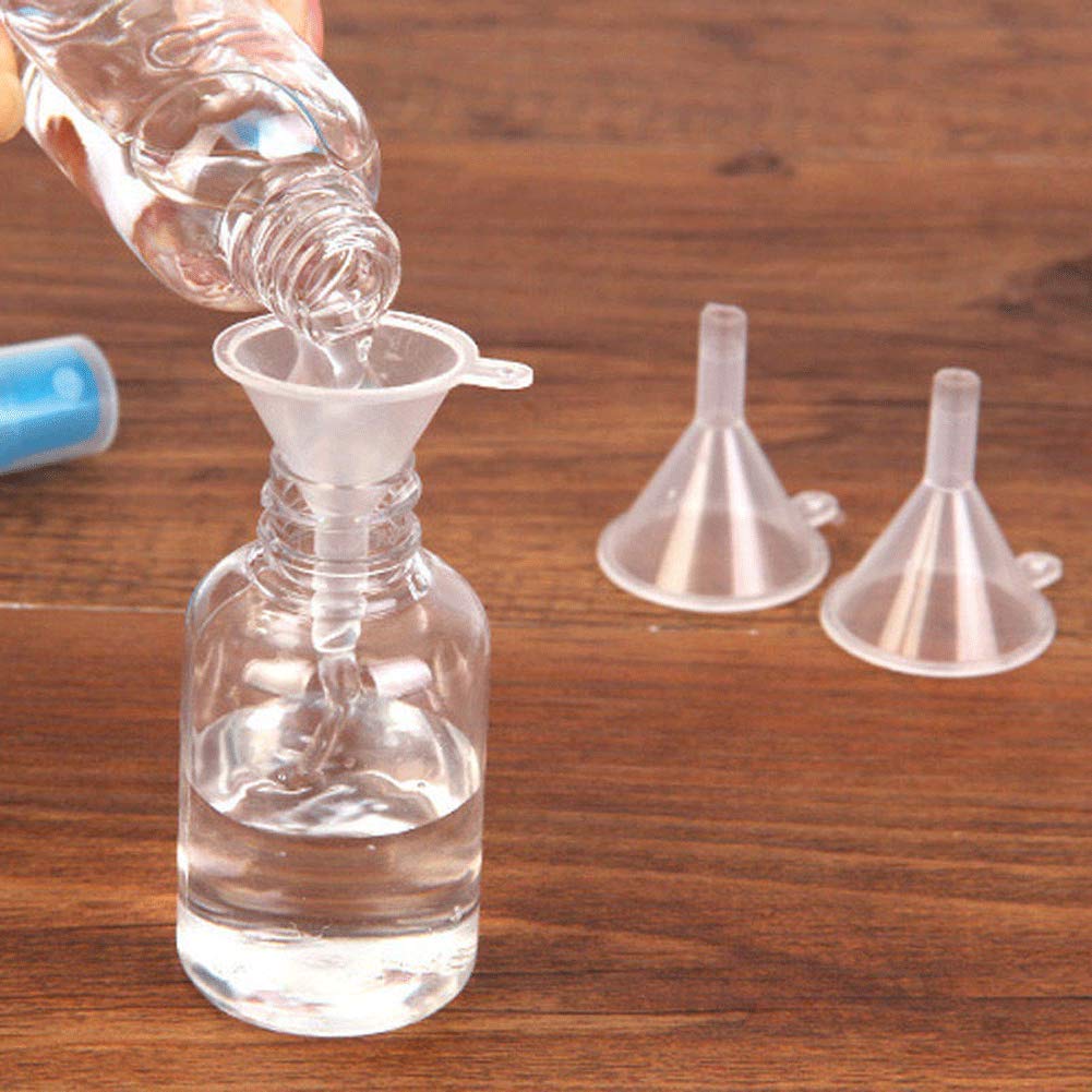 Mini  Plastic Funnels, 50PCS Small Clear Funnels for Art Sand Bottle Filling Perfumes Lab Bottle Essential Oils Arts  Crafts Supplies