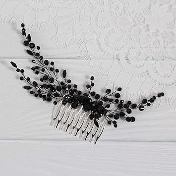 Deniferymakeup Women Black Hair Comb Bridal Vintage Headpiece