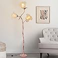Fuzzbopn Flower Floor Lamp for Living Room, Tall Standing Reading Lamp with Flexible Neck Shaft for Bedroom Decor, Modern Corner Floor Lamps with 3-Color Temperatures LED Bulb (Pink)