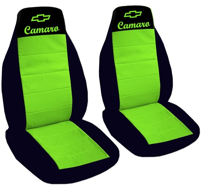 Front and Rear, Black and Lime Green "Camaro" seat covers