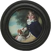 SYLVIA'S SHOP 3x3 Small Vintage Round Picture Frame, Mini Antique Black Grey Ornate Circle Photo Frame, for Tabletop and Wall