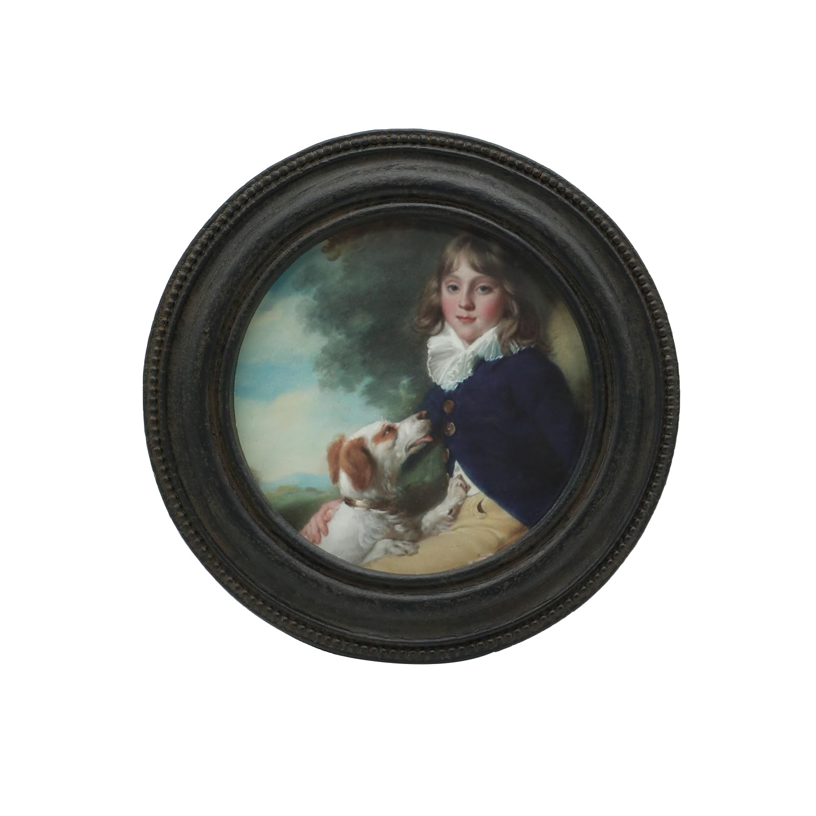 SYLVIA'S SHOP 3x3 Small Vintage Round Picture Frame, Mini Antique Black Grey Ornate Circle Photo Frame, for Tabletop and Wall Display, Retro Home Decor, Old Fashioned Photo Gallery Art