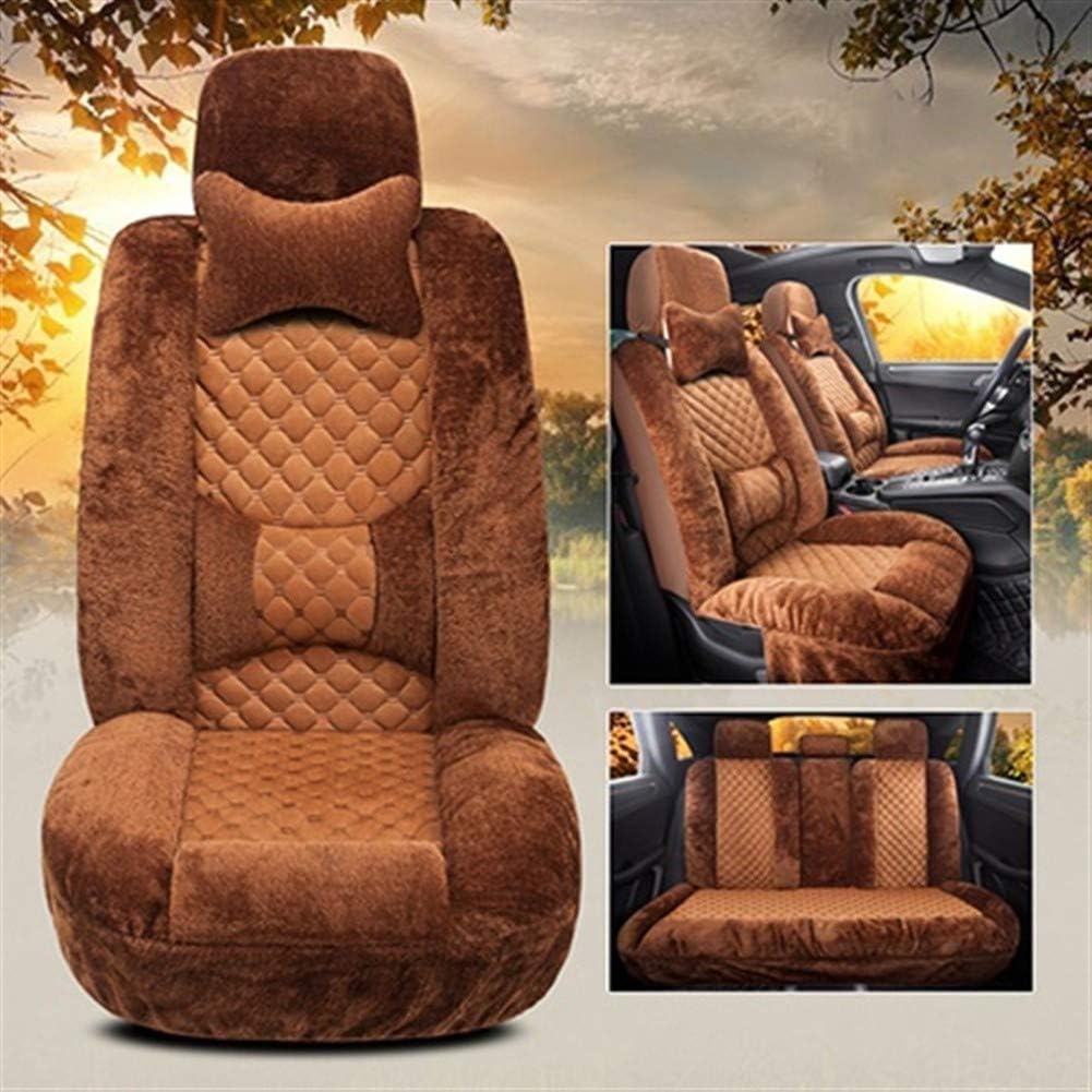 XIANGSHAN Car Seat Covers Winter Warm Automobiles Seats Cover Faux Wool For Nissan Qashqai J10 Almera N16 Note X-trail T31 Leaf Patrol Y61 (Color Name : Brown deluxe)