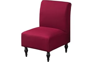 Jusmate Armless Accent Chair Cover Slipcover, Stretch Chair Slipper Super Fit Armless Chair Furniture Protector Cover Slipcover for Living Room Hotel (Burgundy)