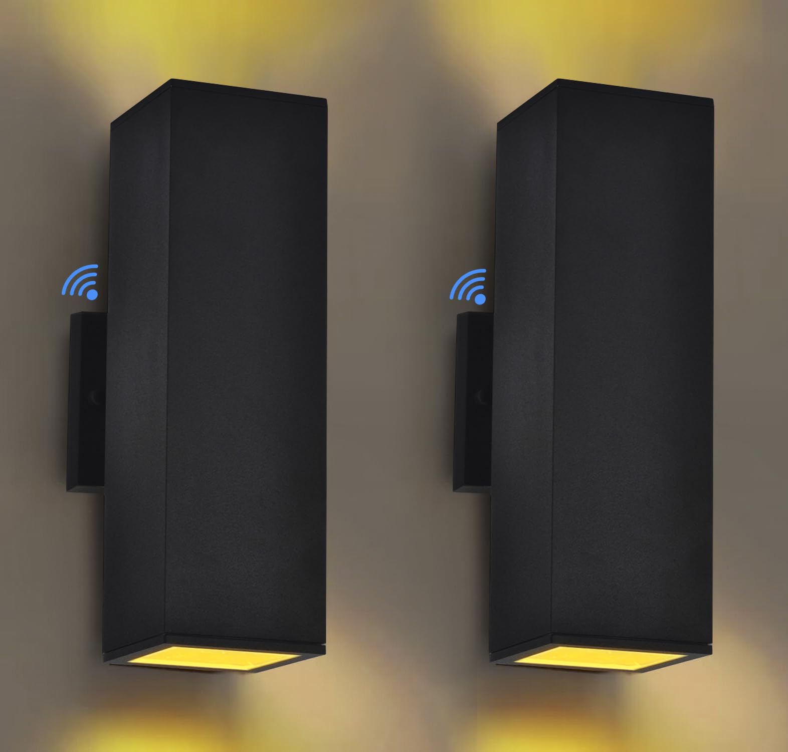 Photo 1 of Dawn to Dusk Outdoor Light Fixtures Wall Mount 2 Pack, LED Modern Up Down Lighting Outdoor Wall Sconce Lights 2700k, 13" Black Outside exterior lights for House Porch Garage,IP65,UL Listed (Black)