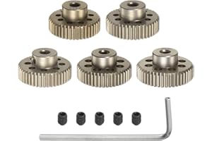 uxcell 64P Pinion Gear Set 3.175mm (1/8") Shaft 41T 42T 43T 44T 45T Aluminum Alloy Motor Gears with Step for 1/10 RC Car (5pc
