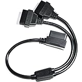 16 pin OBD2 OBDII Diagnostic Extender Splitter Extension Cable Male to Dual Female Y Cable 12 inches
