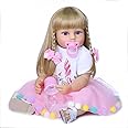 Realistic Reborn Dolls Girls Full Body Silicone Vinyl 22 Inch 55cm Real Life Blonde Hair Newborn Baby Doll Cute Beauty Bebes Reborn Toy Gifts for Kids Age 3+