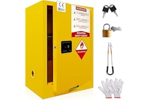 WETOXL 24 Gallon Flammable Cabinet 35H x 23W x 18.2D, Hazardous Storage cabinets, Galvanized Steel Safety Storage Cabinet, Adjustable Shelf Fireproof Cabinet, for Commercial Industrial and Home Use