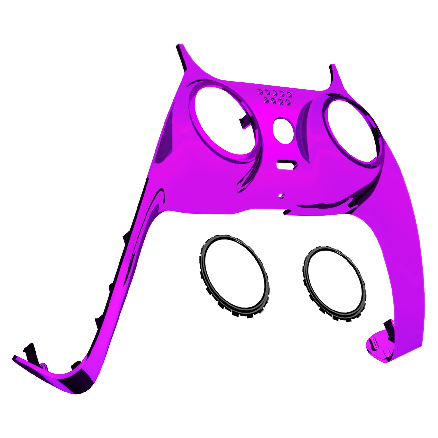 eXtremeRate Chrome Purple Glossy Decorative Trim Shell Compatible with p s 5 Controller, DIY Replacement Clip Shell, Custom Plates Cover Compatible with p s 5 Controller with Accent Rings
