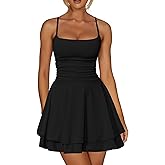 Kaximil Women's Sexy Ruffle Mini Dress Spaghetti Strap Ruched Corset Party Club Short Dresses